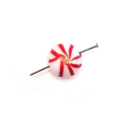 4, 20 or 50 Pieces: Red and White Mint Candy Glass Lampwork Beads {3}