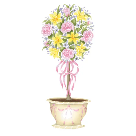 Small Rose Topiary Wall Stencil | 2800 by Designer Stencils | Floral Stencils | Reusable Art Craft Stencils for Painting on Walls, Canvas, Wood | Reusable Plastic Paint Stencil for Home Makeover | Easy to Use & Clean Art Stencil {1}