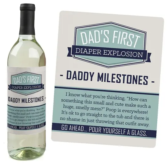 Big Dot of Happiness Daddy's First Milestones - Gift For Men - Wine Bottle Label Stickers - Set of 4 {3}