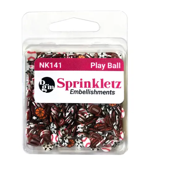 Buttons Galore Sprinkletz Embellishments for Crafts, Tiny Polymer Clay Shapes & Unique Designs - Play Ball - 3 Pack {3}