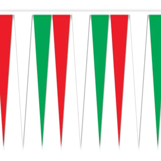 Red, White & Green Pennant Banner (Pack of 12) {1}