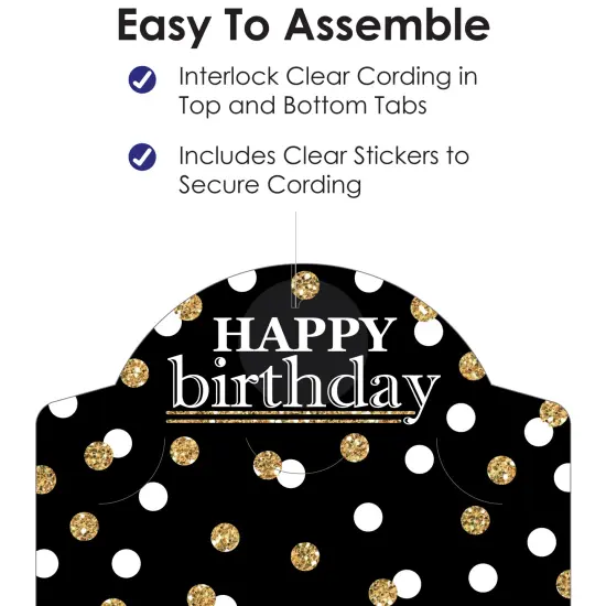 Big Dot of Happiness Adult Happy Birthday - Gold - Birthday Party Vertical Photo Garland 35 Pieces {6}