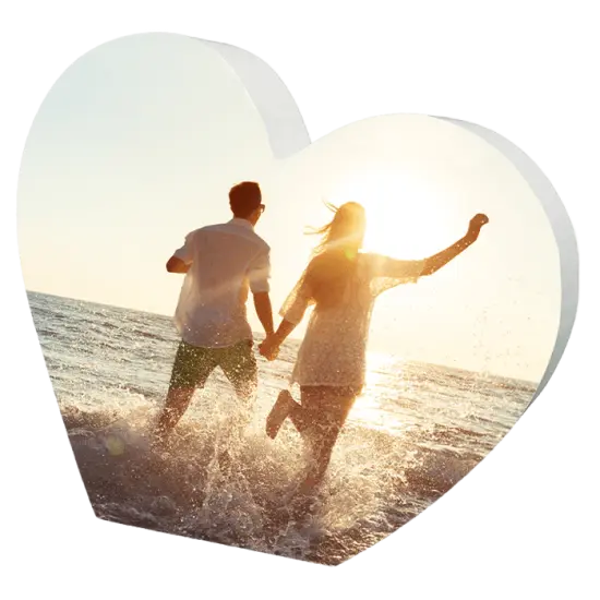 White Coated Wood Heart Block (Sublimation) 5.90" x 5.11" {3}