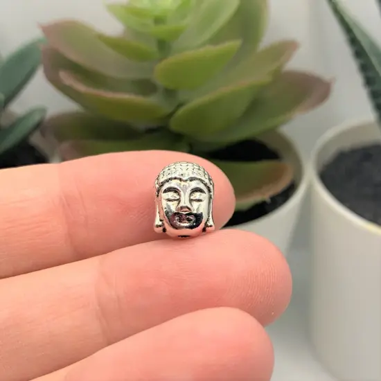 4, 20 or 50 Pieces: Silver Happy Buddha Head Beads {3}
