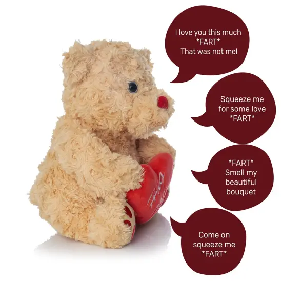 Big Mo's Toys Valentine's Bear - Brown Plush Teddy Bear with Red Hug Me Love Heart Dirty Talking Valentines Day Funny Farting Stuffed Animal Girlfriend Boyfriend {4}