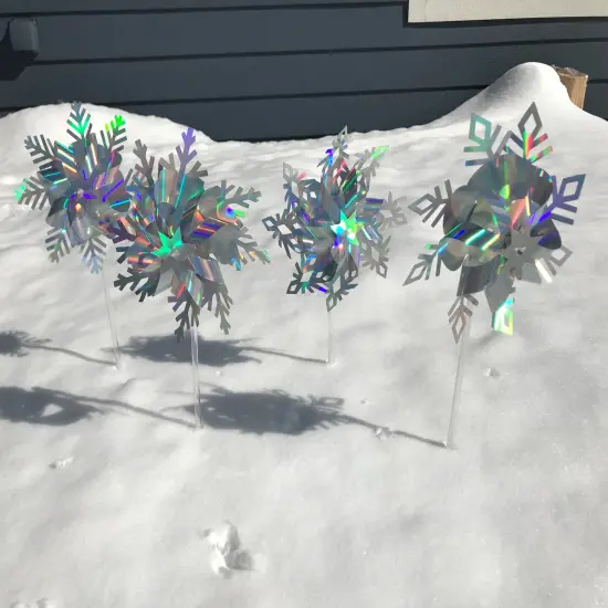 In the Breeze 2690 Snowflake Pinwheels - Holographic Mylar Spinners - Great Party Favor or Decoration - 8 Piece Bags {3}