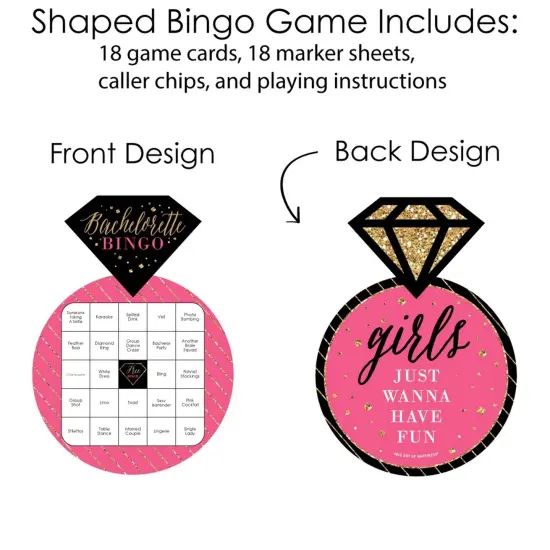 Big Dot of Happiness Girls Night Out - Bar Bingo Cards and Markers - Bachelorette Party Shaped Bingo Game - Set of 18 {4}