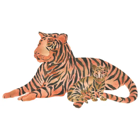 Tiger and Cub Wall Stencil | 2776 by Designer Stencils | Animal & Nature Stencils | Reusable Art Craft Stencils for Painting on Walls, Canvas, Wood | Reusable Plastic Paint Stencil for Home Makeover | Easy to Use & Clean Art Stencil {1}