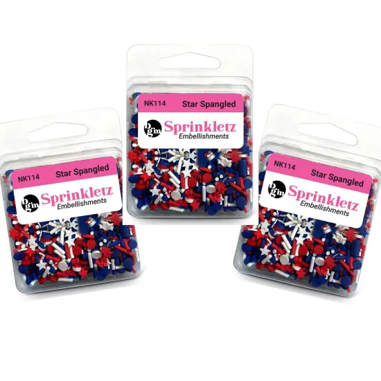 Buttons Galore Sprinkletz Embellishments for Crafts, Tiny Polymer Clay Shapes & Unique Designs - Star Spangled - 3 Pack {1}