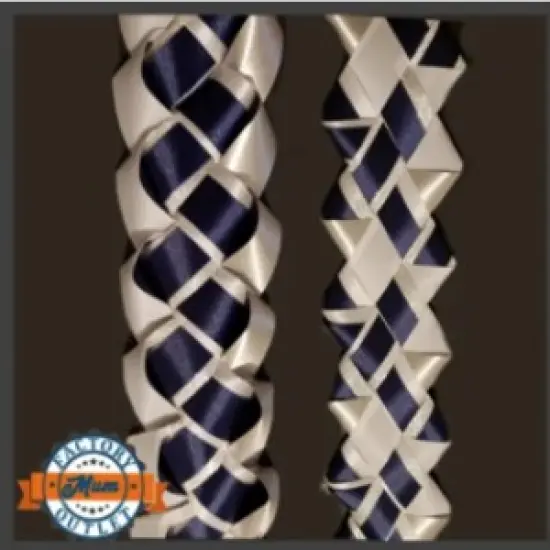 2 Pack Homecoming Mum Braids 30" - Military & Texas Diamond - White-Navy {1}