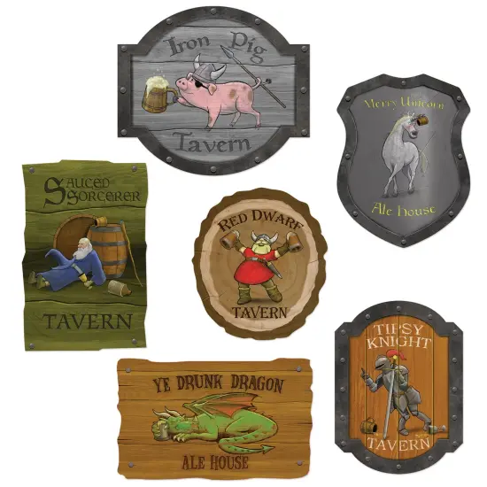 Medieval Tavern Sign Cutouts, (Pack Of 12) {1}