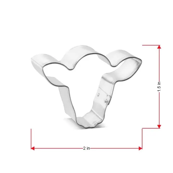 Mini Steer Head Cookie Cutter 2 in M182 - CookieCutter.com - USA Tin Plated Steel {2}