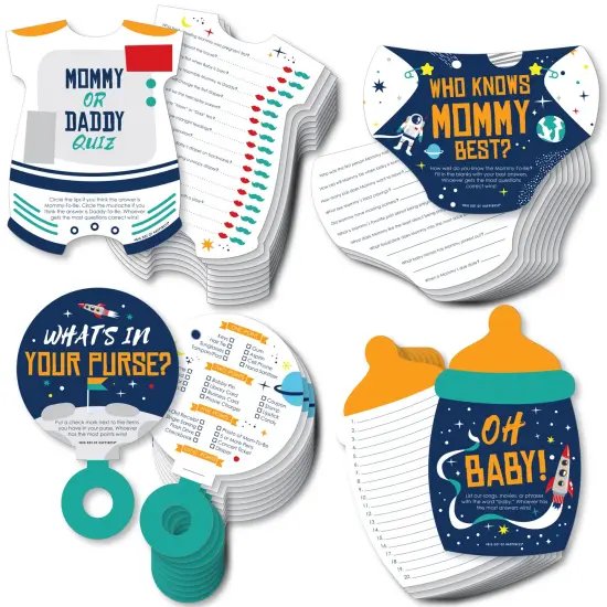 Big Dot of Happiness Blast Off to Outer Space - 4 Rocket Ship Baby Shower Games - 10 Cards Each - Gamerific Bundle {1}