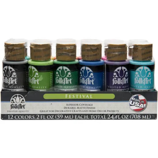 FolkArt Matte Finish Acrylic Paint Colors 12/Pkg-Festival {1}