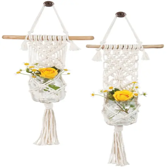 Solid Oak Macrame Plant Hanger Kit-Two Minis {2}