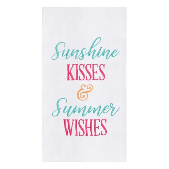 Sunshine Kisses & Summer Wishes Flour Sack Embroidered Cotton Kitchen Towel {1}