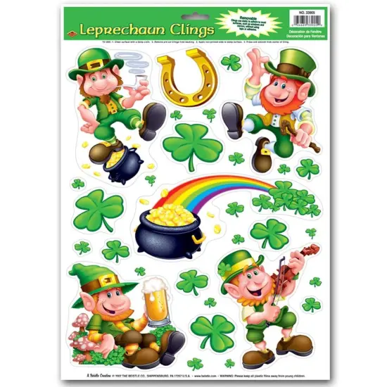 Leprechaun/Shamrock Clings (Pack of 12) {1}