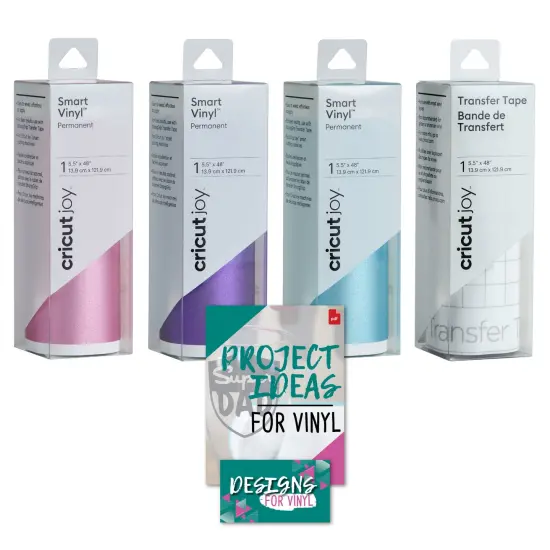 Cricut Joy Shimmer Permanent Vinyl (3) Roll Bundle plus Transfer Tape {1}