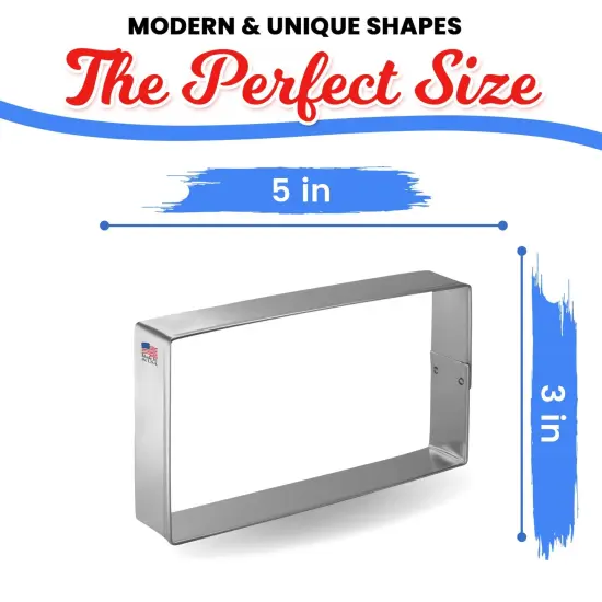 Rectangle Cookie Cutter 3" X 5", CookieCutter.com, Tin Plated Steel, Handmade in the USA {2}
