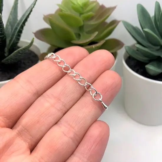 1, 4, 20 or 50 Pieces: Silver Plated Necklace Extenders, 6cm {4}