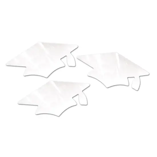 White Metallic Grad Cap Cutouts (Pack of 6) {1}