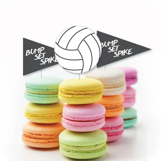 Big Dot of Happiness Bump, Set, Spike - Volleyball - Dessert Cupcake Toppers - Baby Shower or Birthday Party Clear Treat Picks - Set of 24 {6}