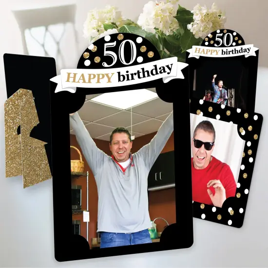 Big Dot of Happiness Adult 50th Birthday - Gold - Birthday Party 4x6 Picture Display - Paper Photo Frames - Set of 12 {1}