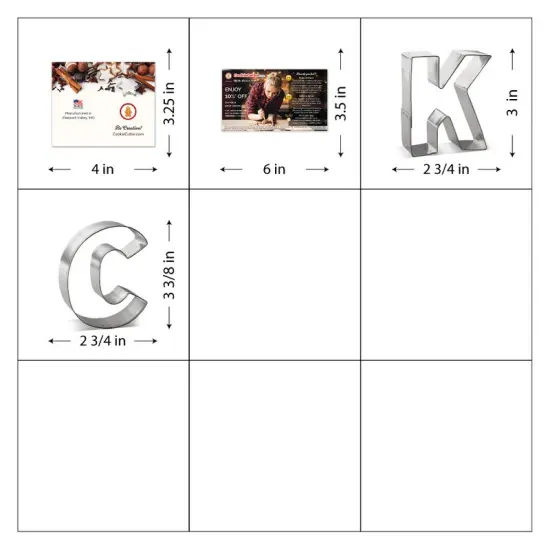 CookieCutter.com Letters KC Cookie Cutter 2 Pc Set HS0451 with Recipe Card, Tin Plate Steel, Made in the USA {2}
