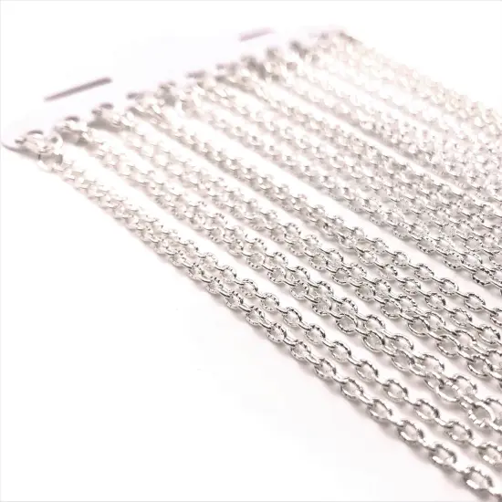 12 or 72 Pieces: 18" Silver Plated Textured Pre-Made Necklace Chains {3}