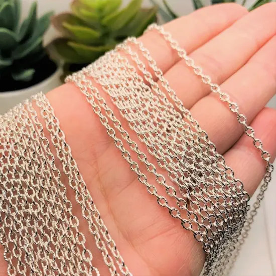 12 or 72 Pieces: 18" Silver Plated Textured Pre-Made Necklace Chains {4}