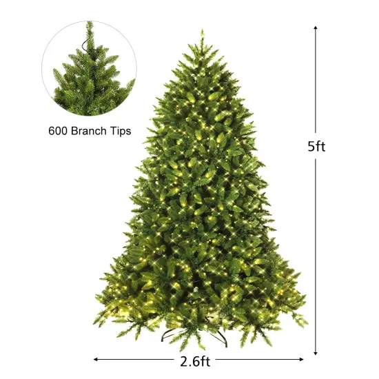 Costway 5ft Pre-lit PVC Christmas Fir Tree Hinged 8 Flash Modes {5}