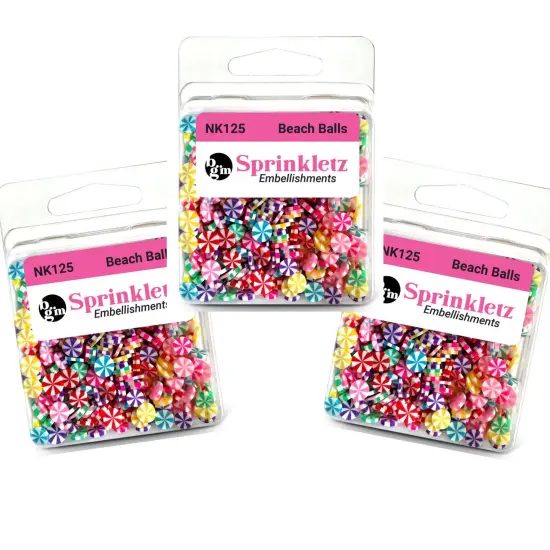 Buttons Galore Sprinkletz Embellishments for Crafts, Tiny Polymer Clay Shapes & Unique Designs - Beach Balls -3 Pack {1}