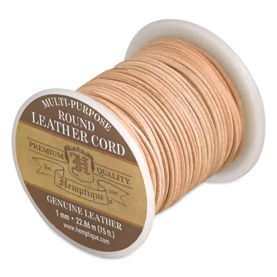 Hemptique Round Leather Cord - Natural, 1 mm {1}