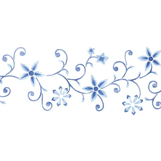 Scrolly Flowers Wall Stencil Border | 3293 by Designer Stencils | Pattern Stencils | Reusable Stencils for Painting | Safe & Reusable Template for Wall Decor | Try This Stencil Instead of a Wallpaper | Easy to Use & Clean Art Stencil Pattern {2}