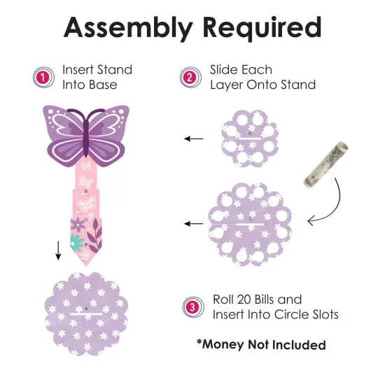 Big Dot of Happiness Beautiful Butterfly - DIY Birthday Party Money Holder Gift - Cash Cake {6}
