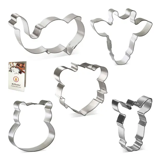 Jungle Safari Animal Faces Cookie Cutter 5 Pc Set, CookieCutter.com, Tin Plated Steel, Handmade in the USA {3}