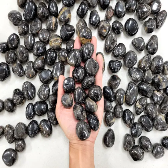 Tumbled Black Onyx Stones Bulk - Size Medium 1" to 2" {1}