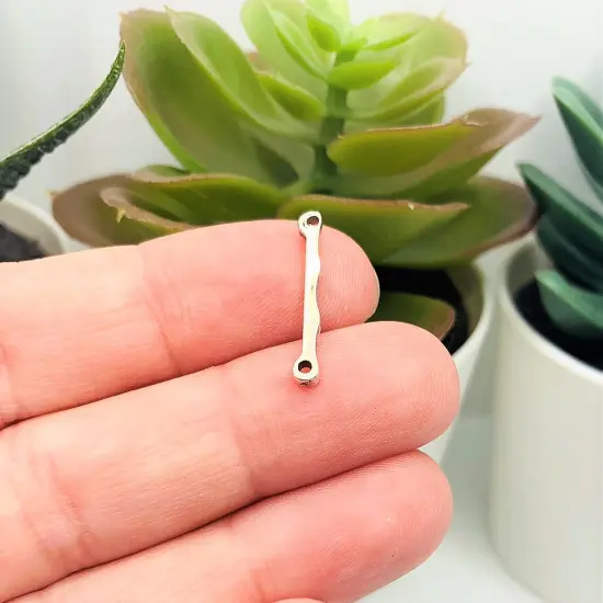 4, 20 or 50 Pieces: Silver Toned 19x3mm Decorative Bar Connectors {3}