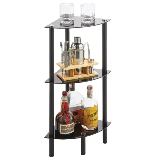 mDesign Glass Corner 3-Tier Tower Cabinet Storage Organizer Shelves {3}