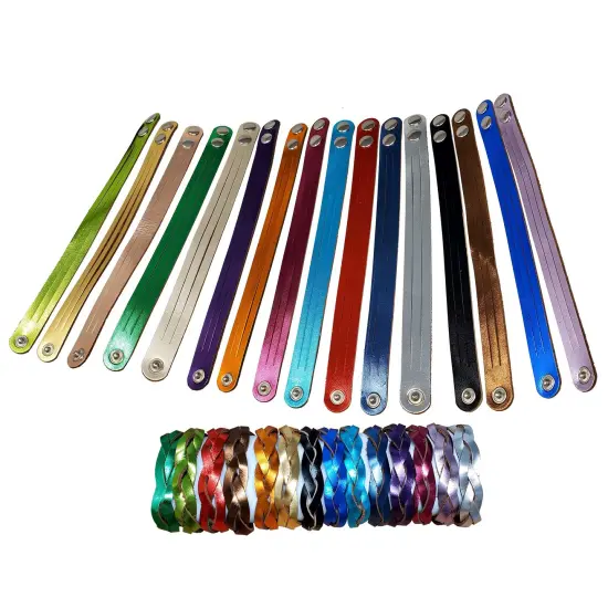 8 Pack Mystery Braid Leather Bracelet, Metallic Leather DIY Tricky Braid Bracelets Apricot {2}