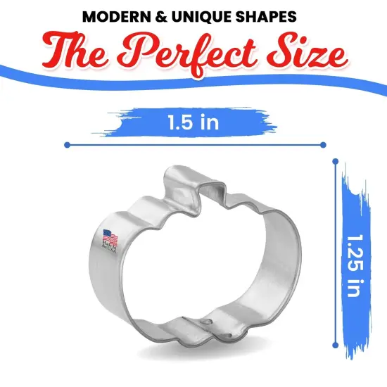Mini Pumpkin Cookie Cutter 1.5 in, CookieCutter.com, Tin Plated Steel, Handmade in the USA {2}