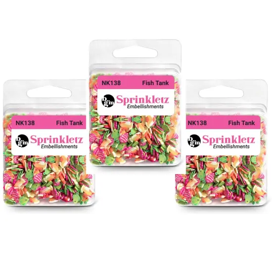 Buttons Galore Sprinkletz Embellishments for Crafts, Tiny Polymer Clay Shapes & Unique Designs - Fish Tank-3 Pack {1}
