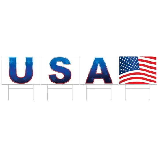 Plastic Usa Yard Sign, (Pack Of 6) {1}
