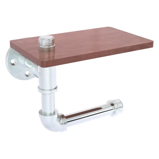 Pipeline Collection Toilet Paper Holder With Wood Shelf {1}