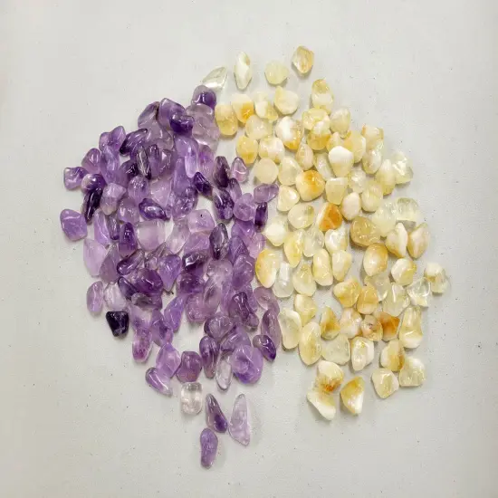 Amethyst & Citrine Tumbled Crystals Combo Pendant Size {5}