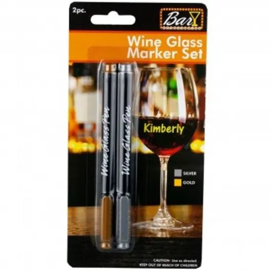 Handy Housewares Erasable Wine Glass Marker Pen Set - Gold & Silver Color - Write on Glass, Great for Weddings, Banquets and Parties! {1}