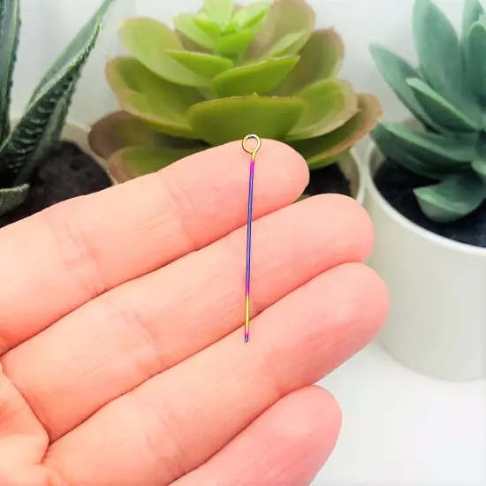 100 or 500 Pieces: 201 Stainless Steel Rainbow Oil Slick Eye Pins, 35mm {3}