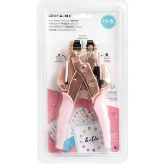 We R Memory Keepers Crop-A-Dile Eyelet and Snap Punch, Pink Gold Handle 60000207 {4}