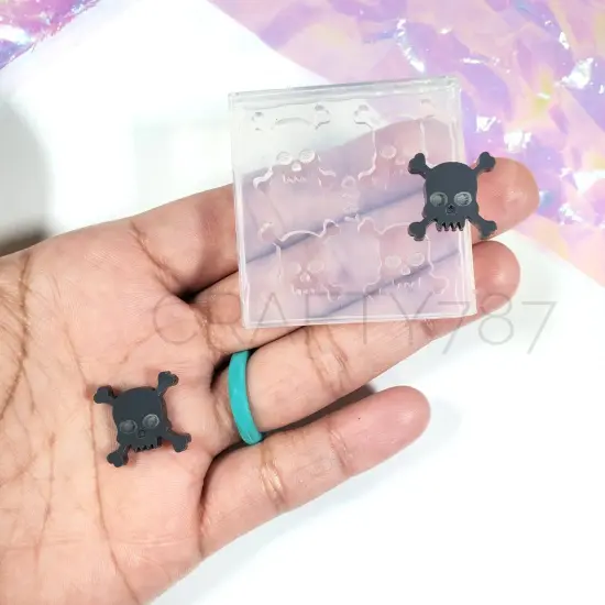 Skull & Cross Bones Stud Earring Silicone Mold | Earring Mold | Resin JewelryMold (A6) {1}