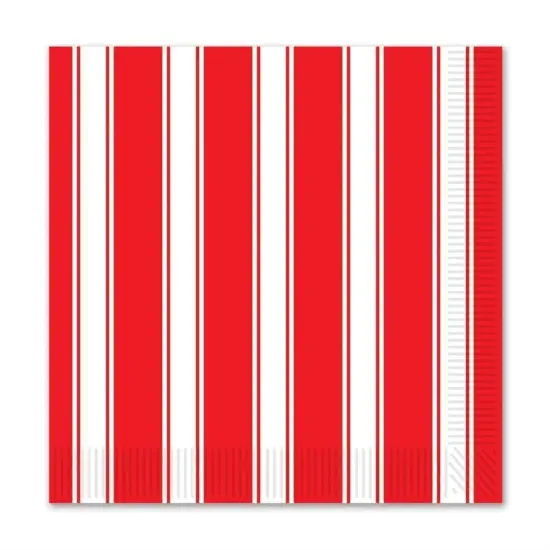 Red & White Stripes Beverage Napkins (Pack of 12) {1}